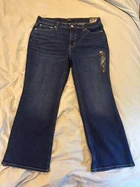NWT J. Crew Women's Dark Blue Mid-Rise Flare Crop Jeans - Stretch Denim